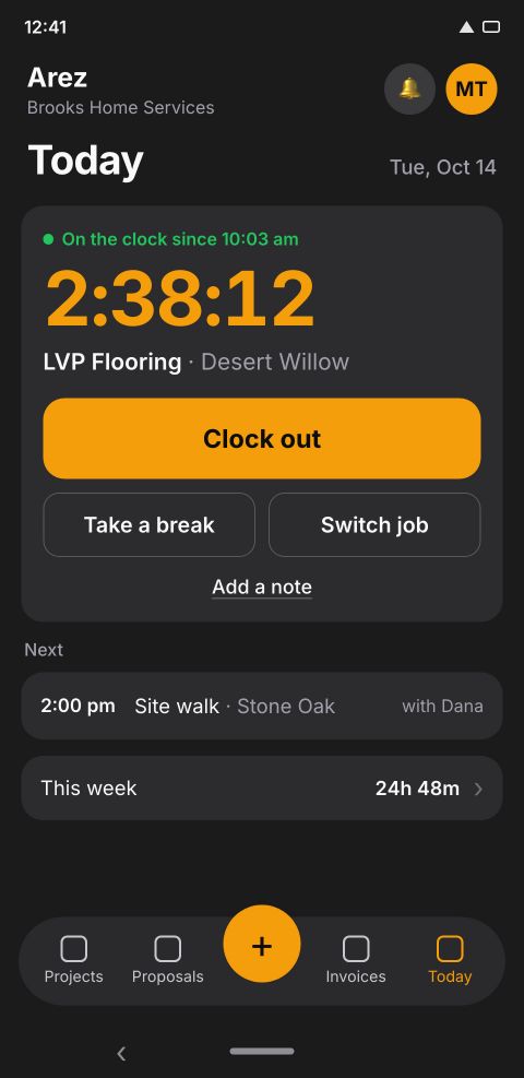 Clocking a crew in and out in Arez